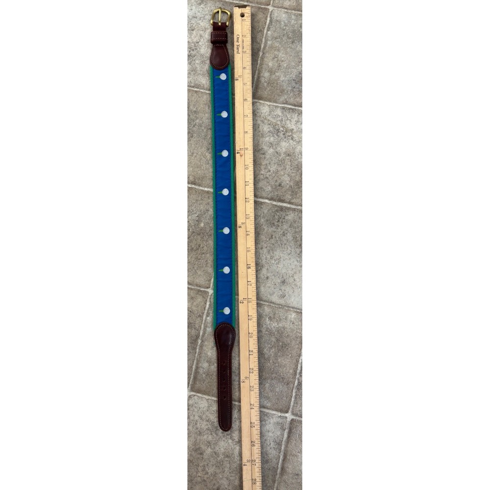 J. Bailey‎ Boys Golf Ball Embroidered Canvas Leather Belt Blue Green Size 20